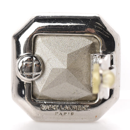 Saint Laurent Crystal Smoking Clip On Earrings Silver 4 of 5