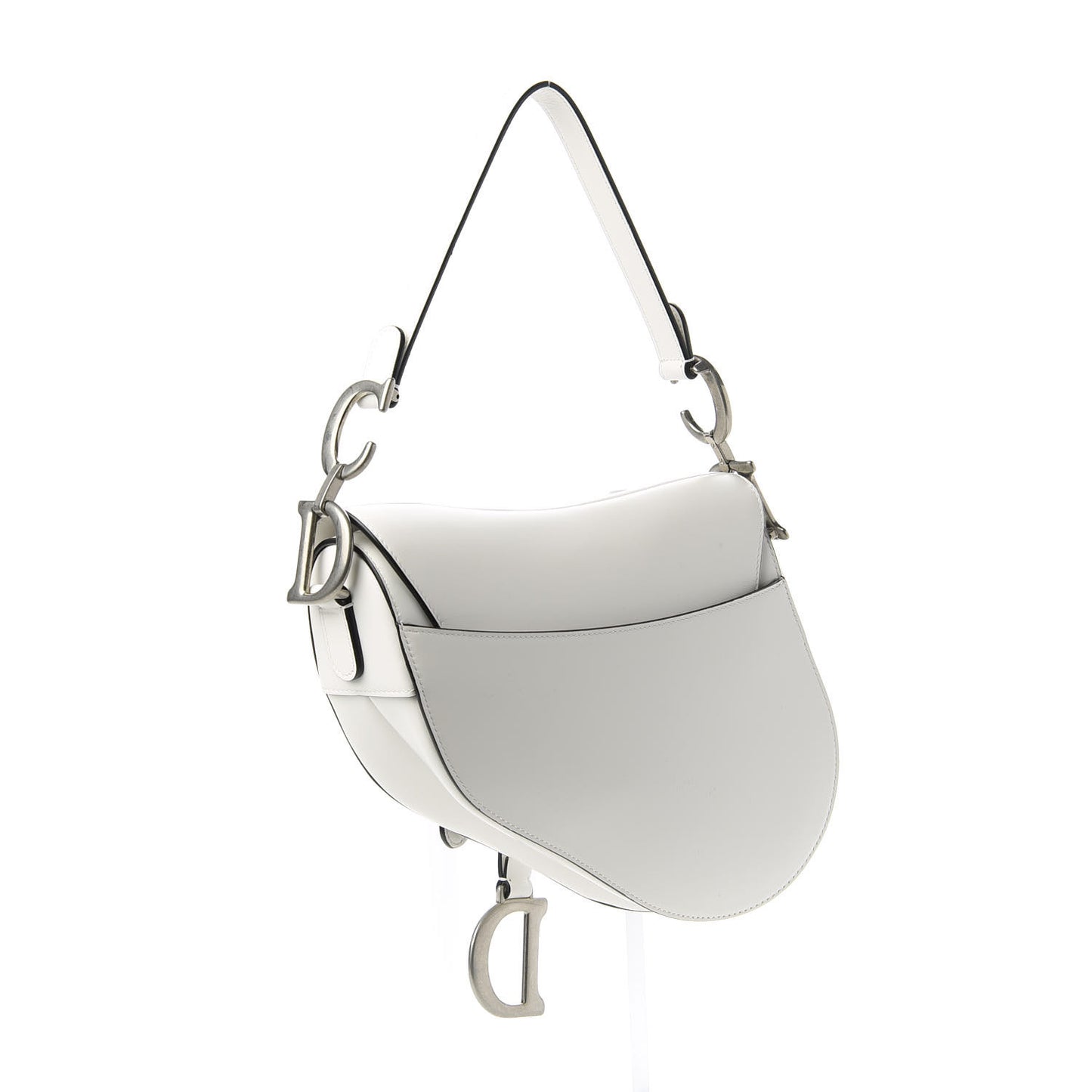 Smooth Calfskin Saddle Bag White