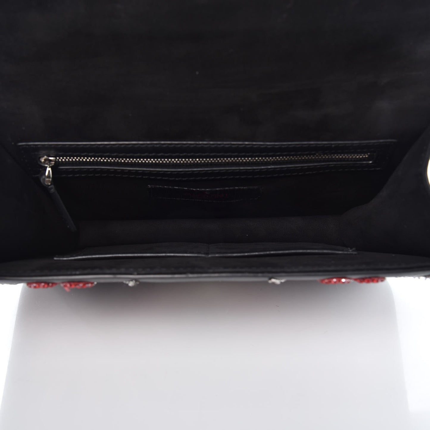 Vitello Crystal Loveblade Embellished Medium Glam Lock Rockstud Flap Black