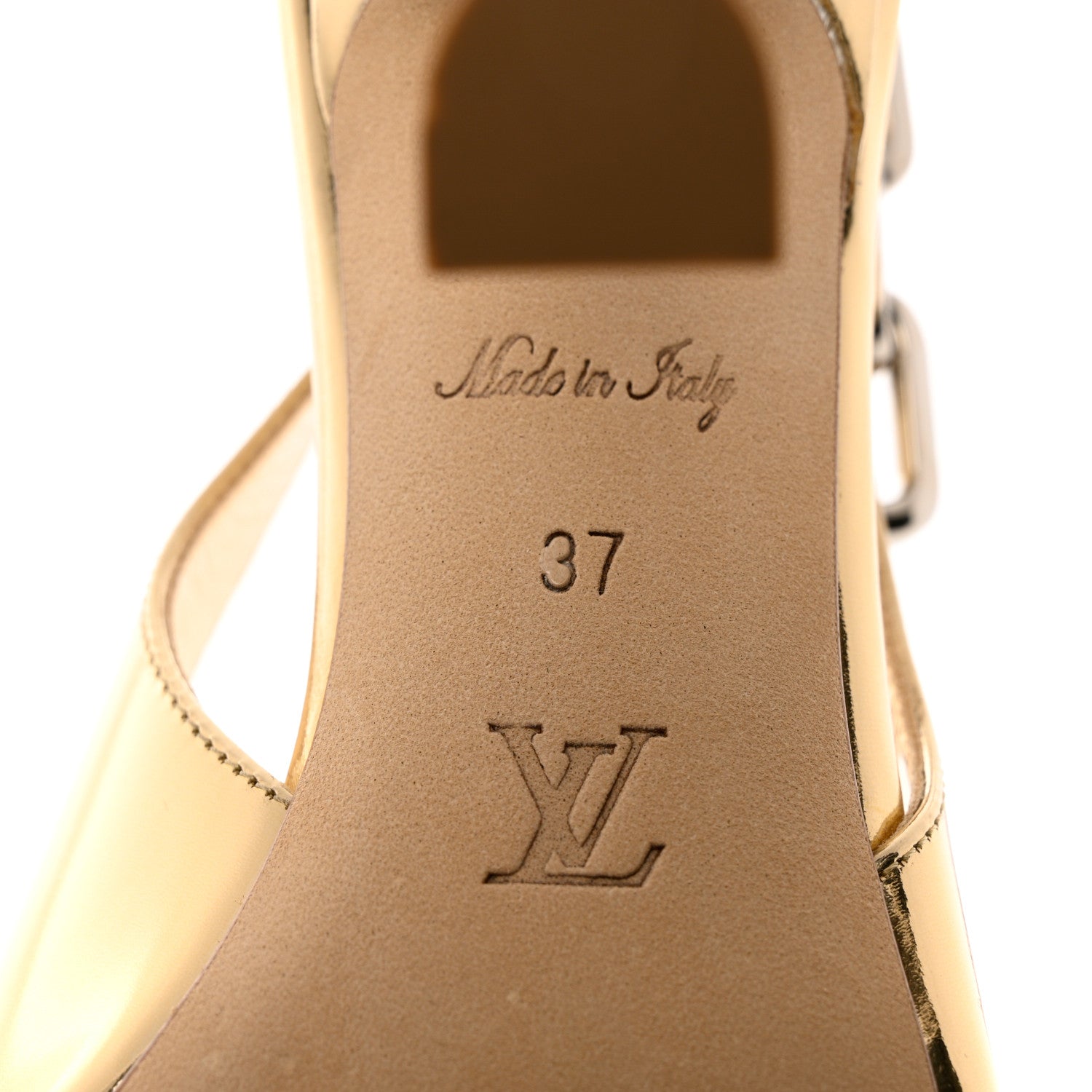 Louis Vuitton Metallic Calfskin Sparkle Slingback Pumps 37 Gold