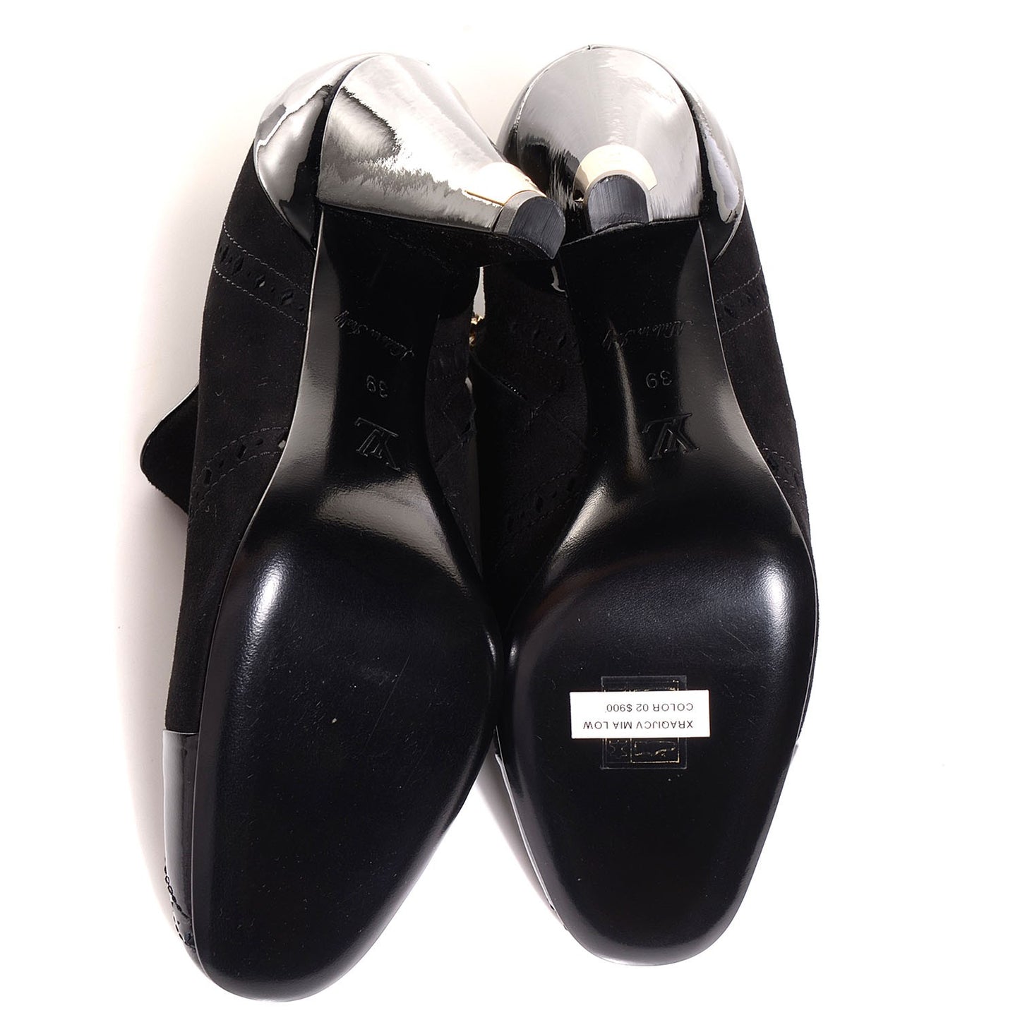 Patent Suede Cap Toe Mia Low Boots 39 Black