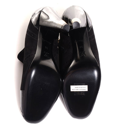 Louis Vuitton Patent Suede Cap Toe Mia Low Boots 39 Black 6 of 7