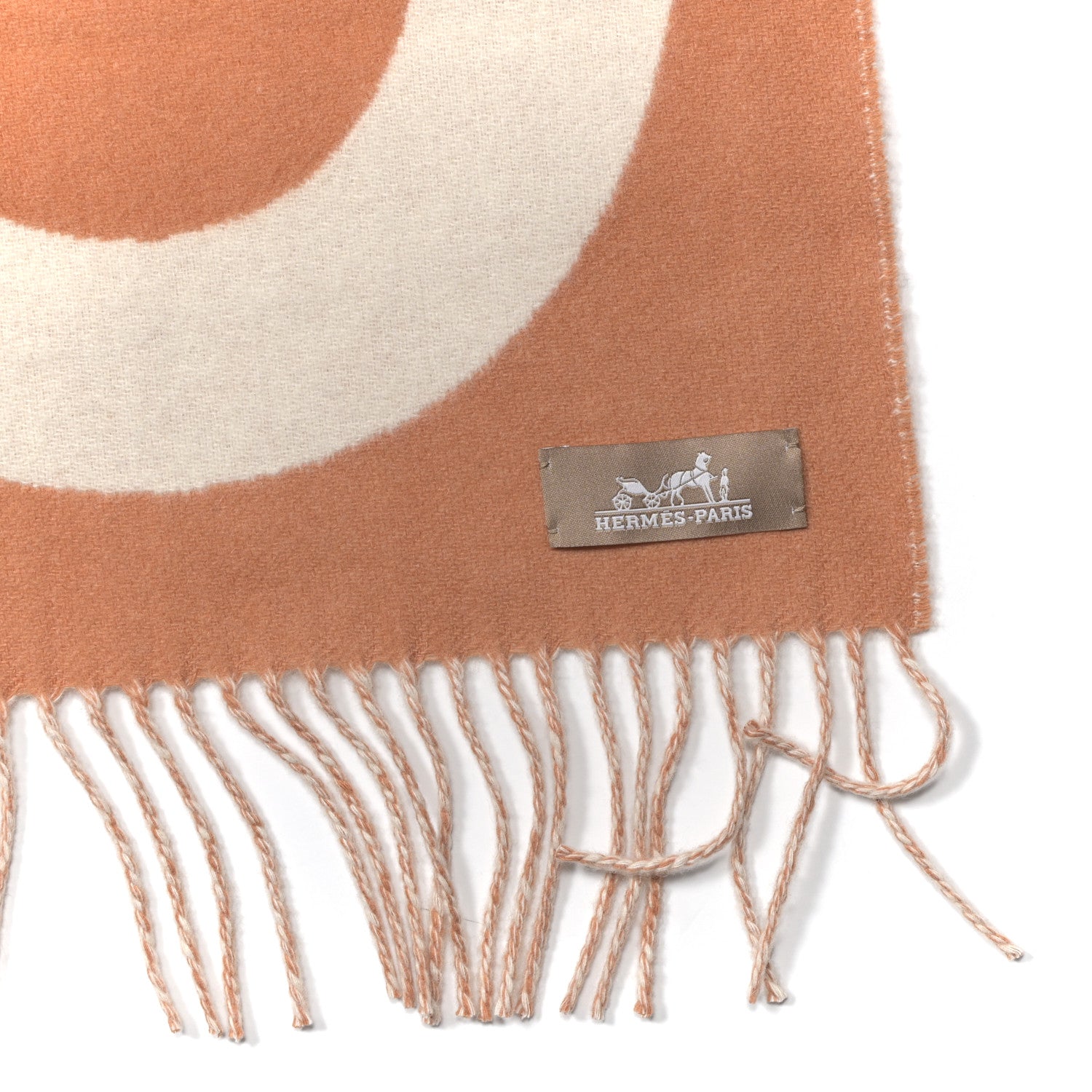Hermes Cashmere Casaque Grand Mors Muffler Orange Ivory 1782016