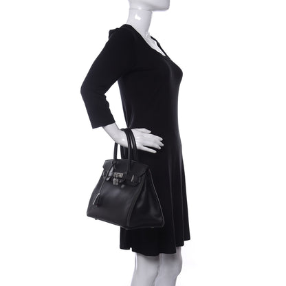 Hermes Epsom Horseshoe Birkin 30 Black Rouge Casaque 2 of 11