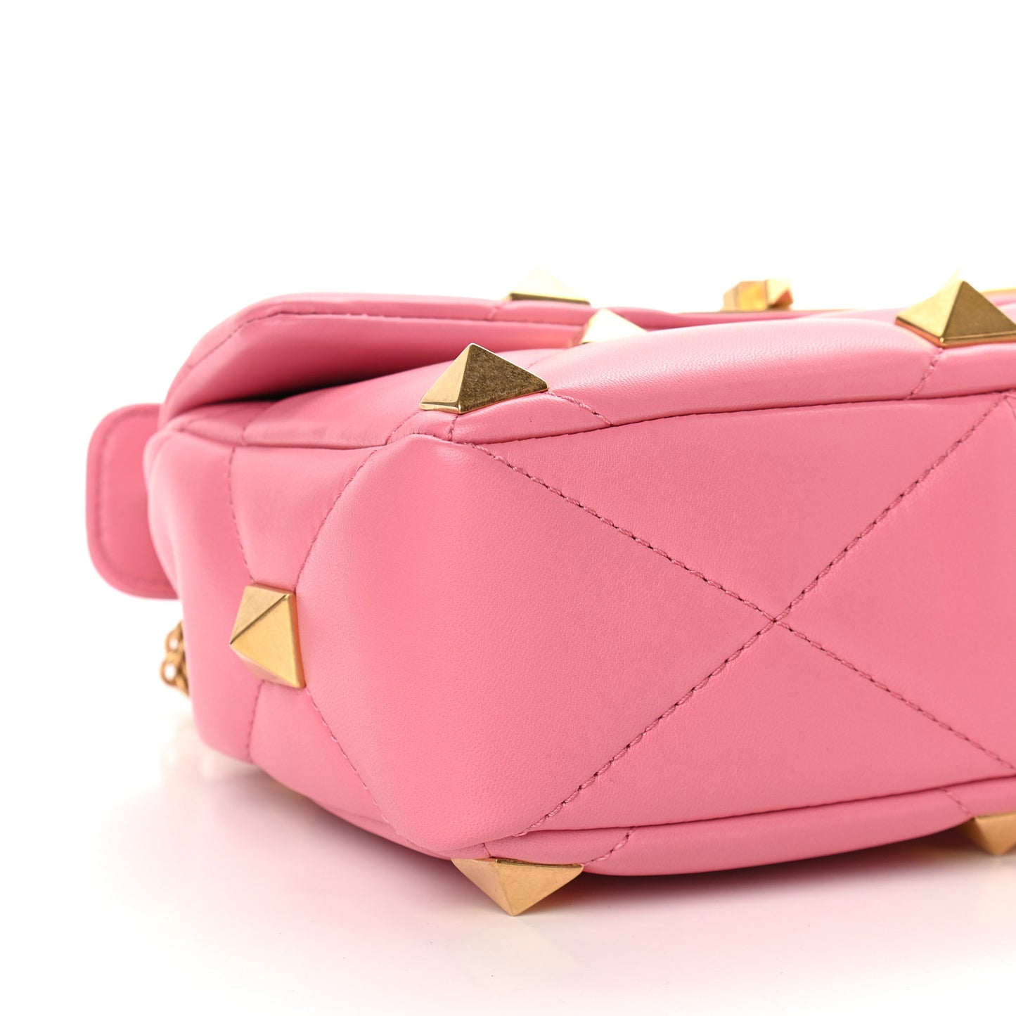 Nappa Medium Roman Stud Shoulder Bag Flamingo Pink