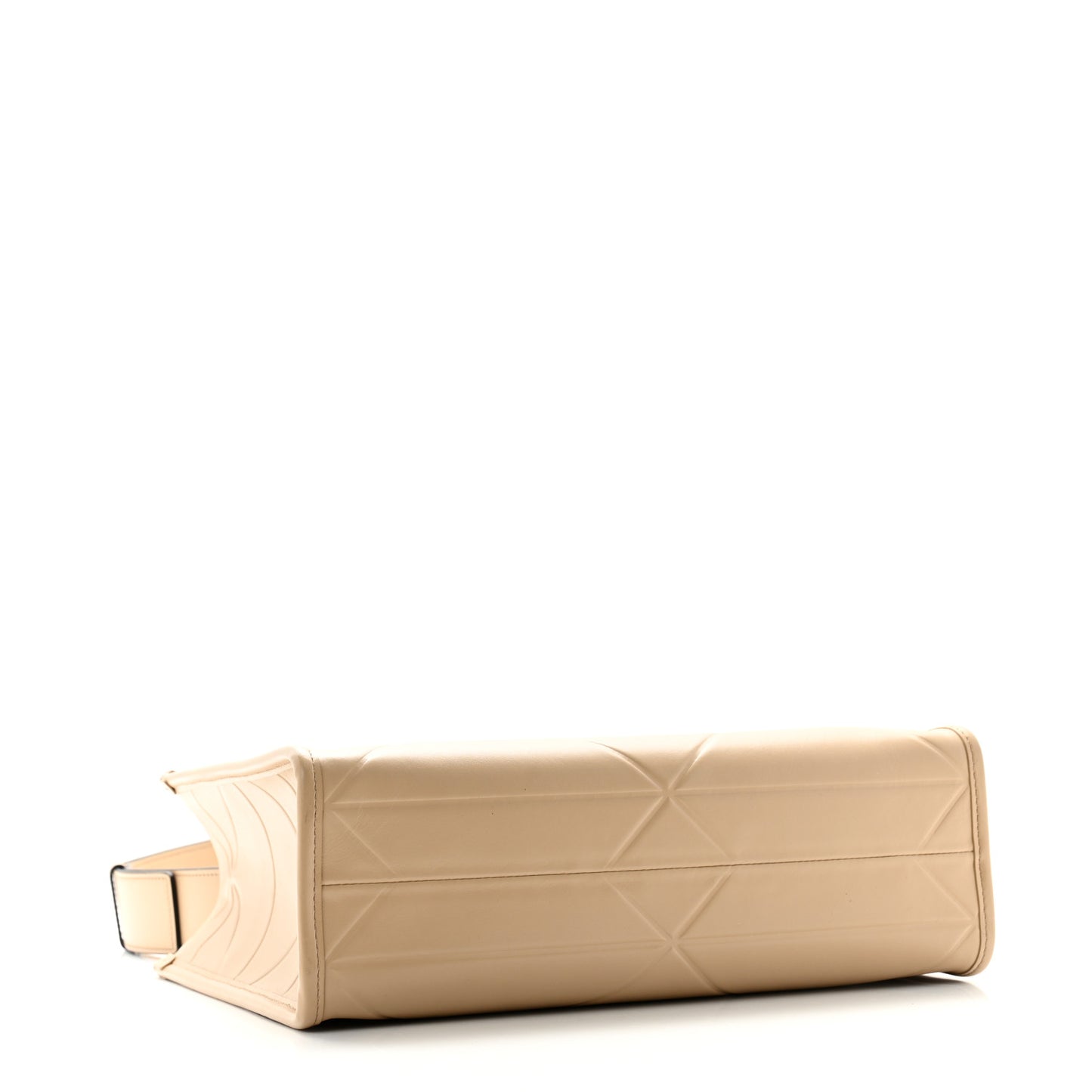 Soft Calfskin Triangolo Symbole Embossed Small Tote Beige Khaki