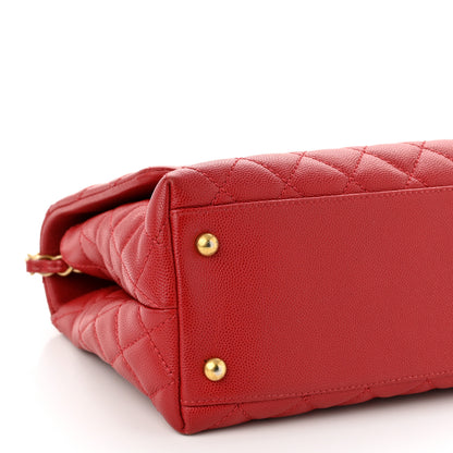 Chanel Caviar Quilted Small Coco Handle Flap Red 9 of 10