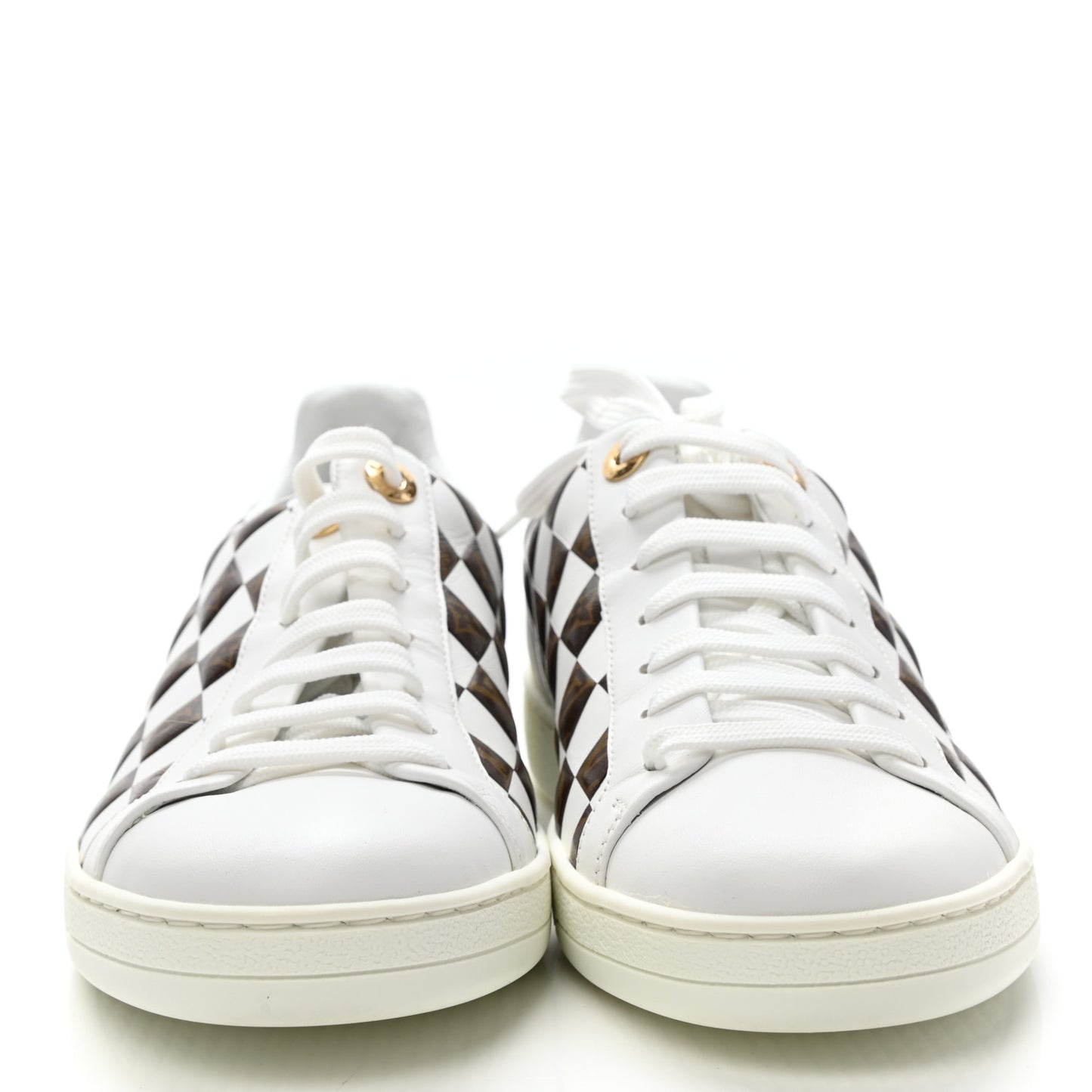 Calfskin Monogram Damier Tressage Frontrow Sneakers 38 White