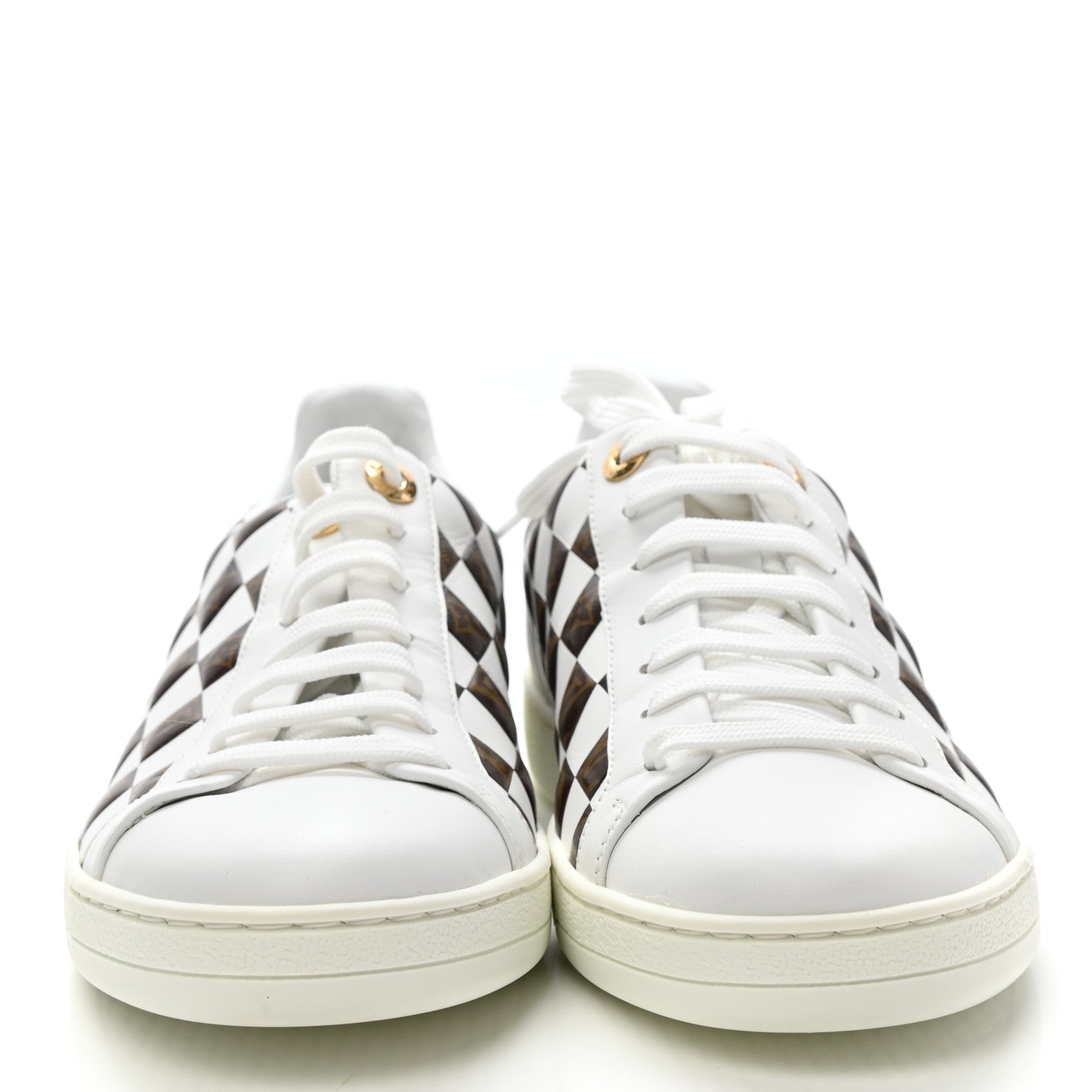 Louis Vuitton Calfskin Monogram Damier Tressage Frontrow Sneakers 38 White 2 of 9