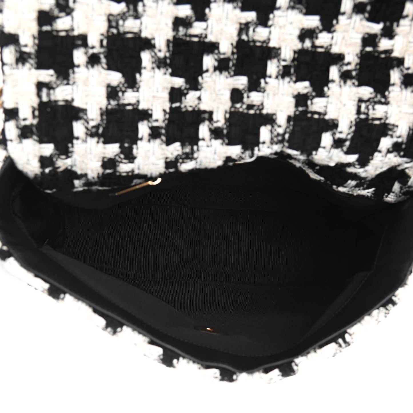 Tweed Quilted Large Chanel 19 Flap Black Ecru White