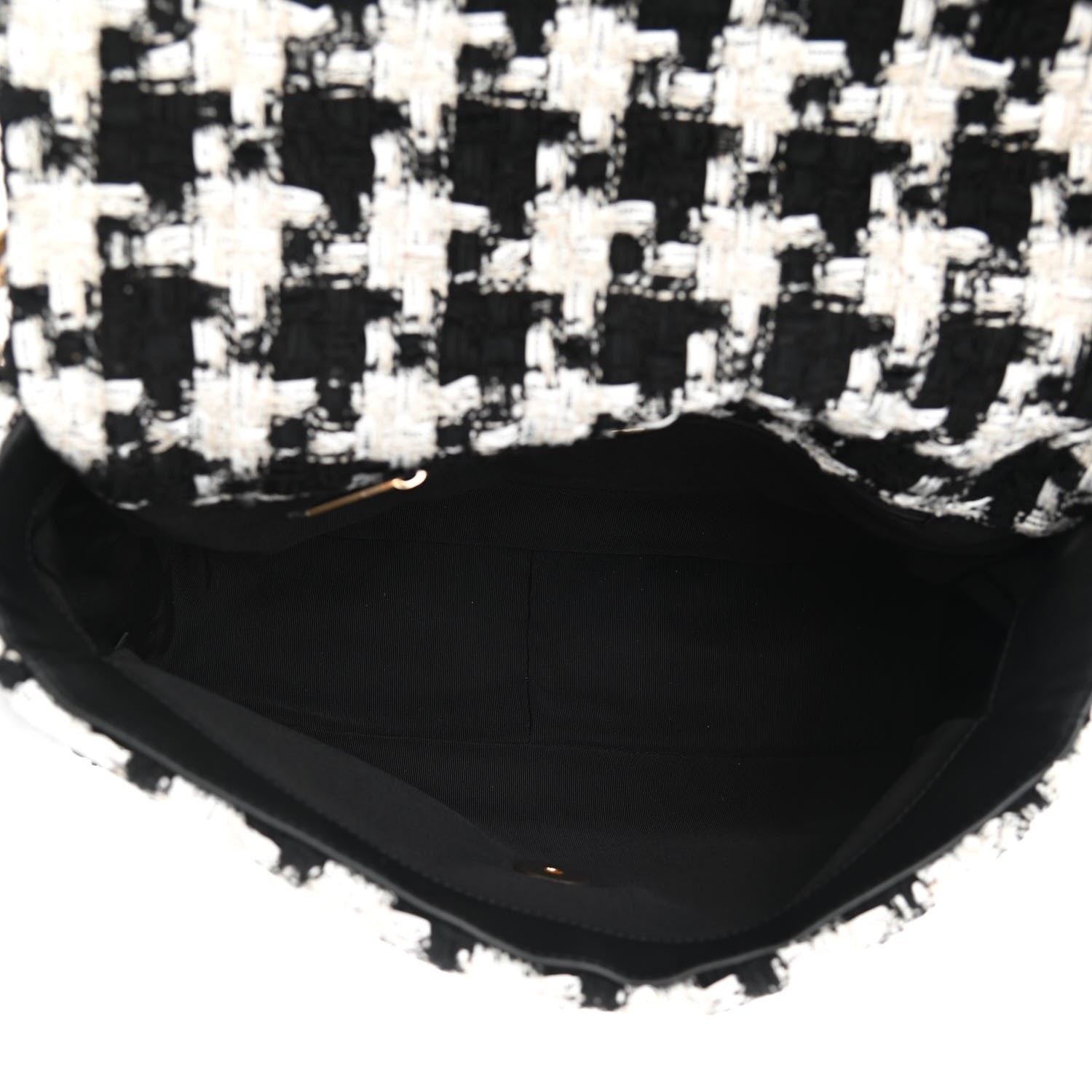 Chanel Tweed Quilted Large Chanel 19 Flap Black Ecru White 5 of 10