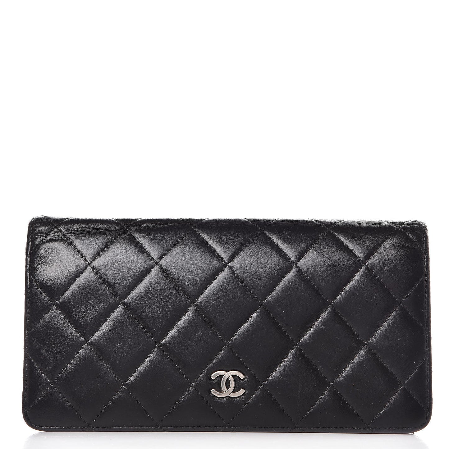 Lambskin Quilted Yen Wallet Black