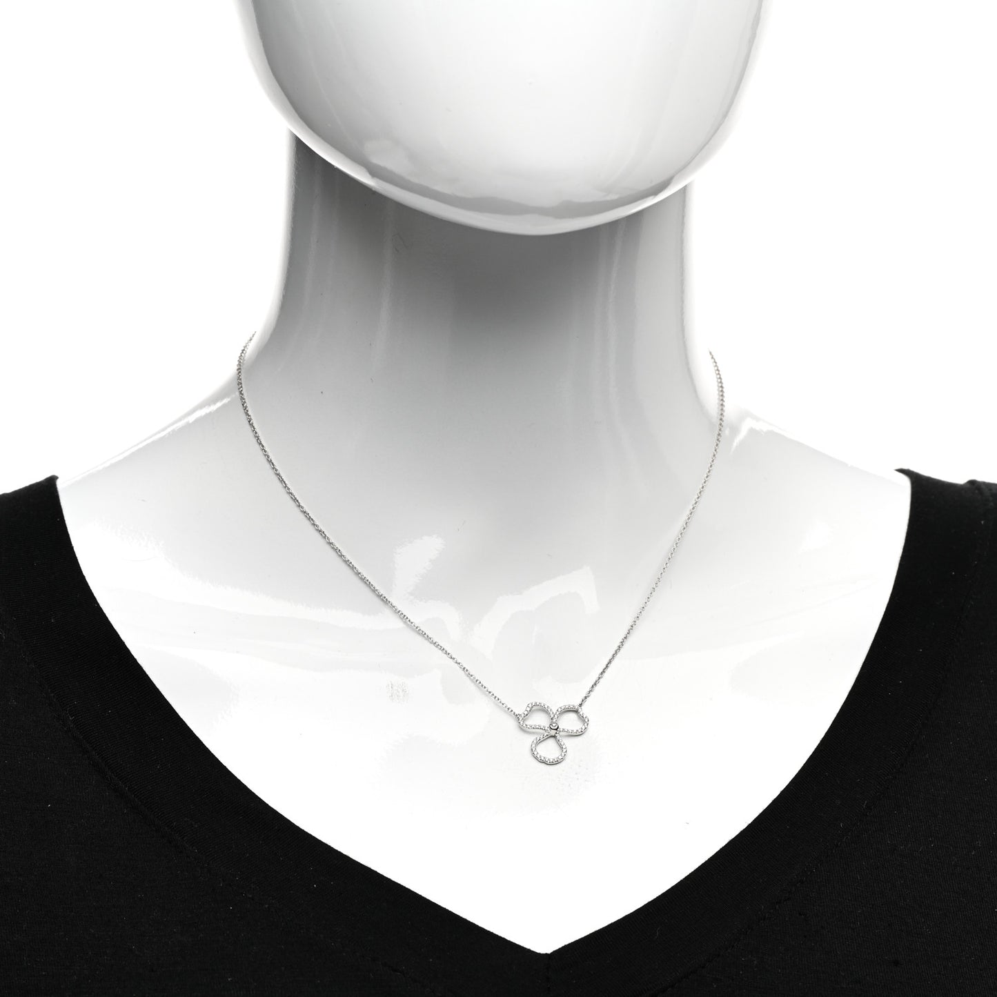 Platinum Diamond Small Paper Flowers Pendant Necklace