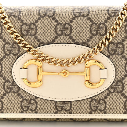 Gucci GG Supreme Monogram Azalea Calfskin Horsebit 1955 Wallet On Chain Beige Ebony Mystic White 8 of 11