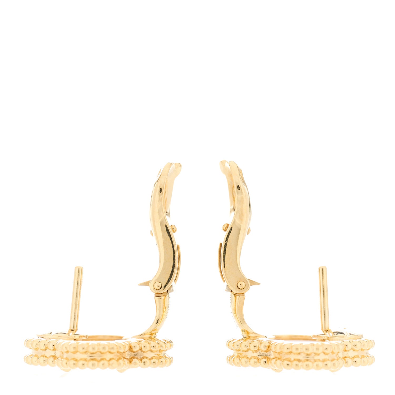 Van Cleef & Arpels 18K Yellow Gold Mother of Pearl Vintage Alhambra Earrings 3 of 5