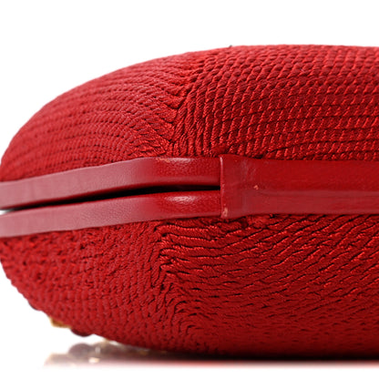 Chanel Woven Raffia Clutch With Chain Bag Red 9 of 12