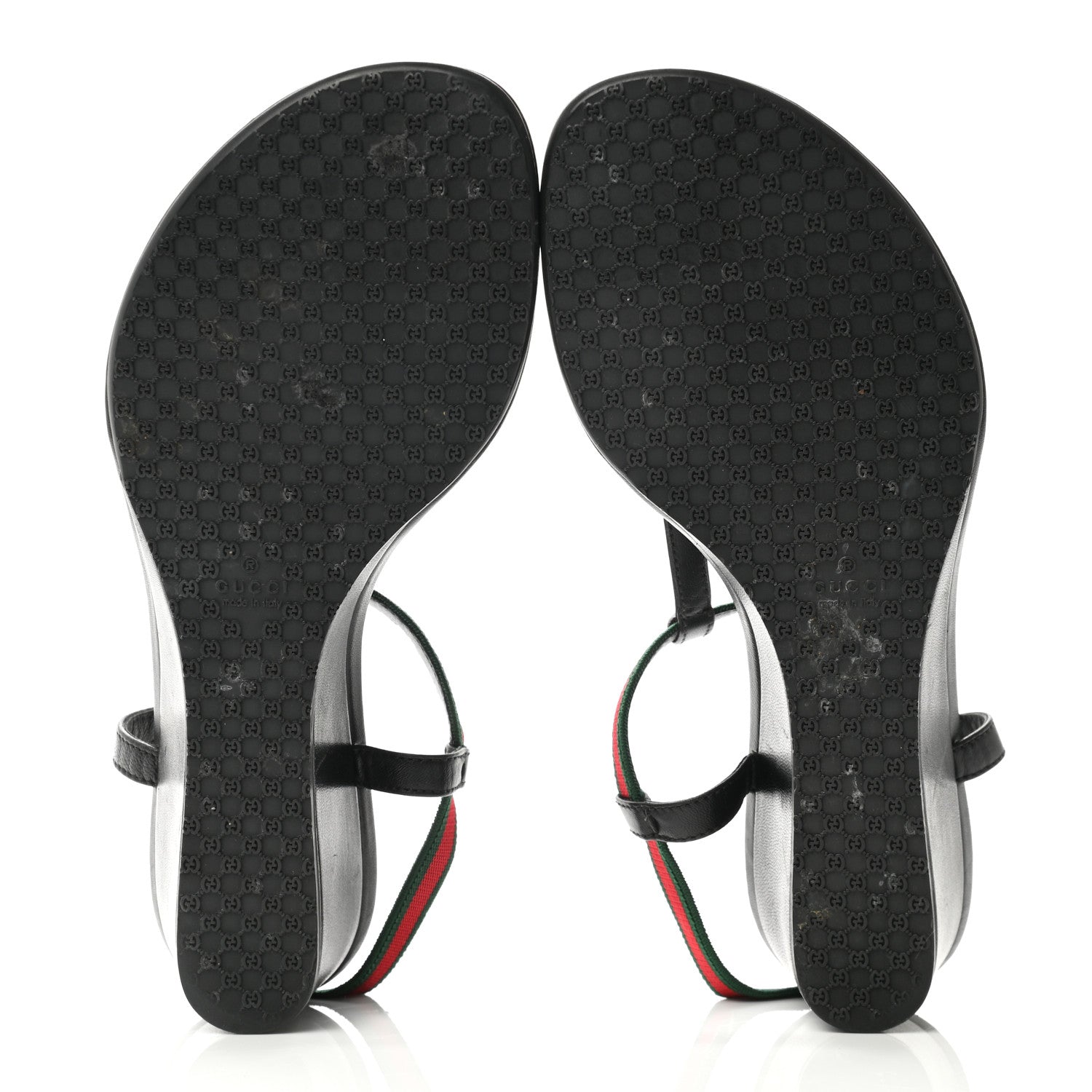 Gucci Calfskin Web Thong Wedge Sandals 36 Black 5 of 8