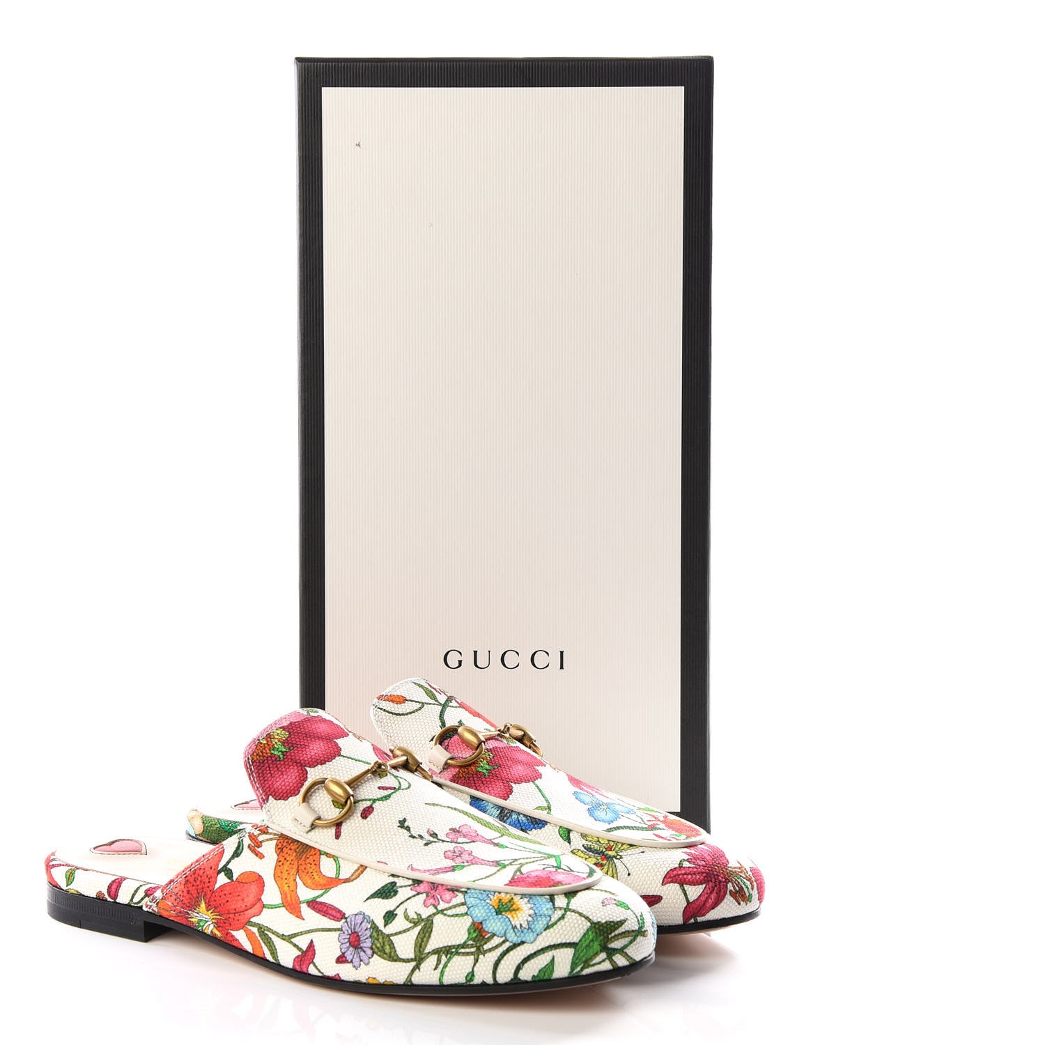 Gucci Canvas Flora Womens Princetown Slippers 38 White Multicolor 9 of 9