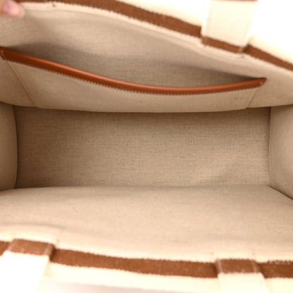 Celine Jacquard Striped Large Cabas Thais White Brown 5 of 11