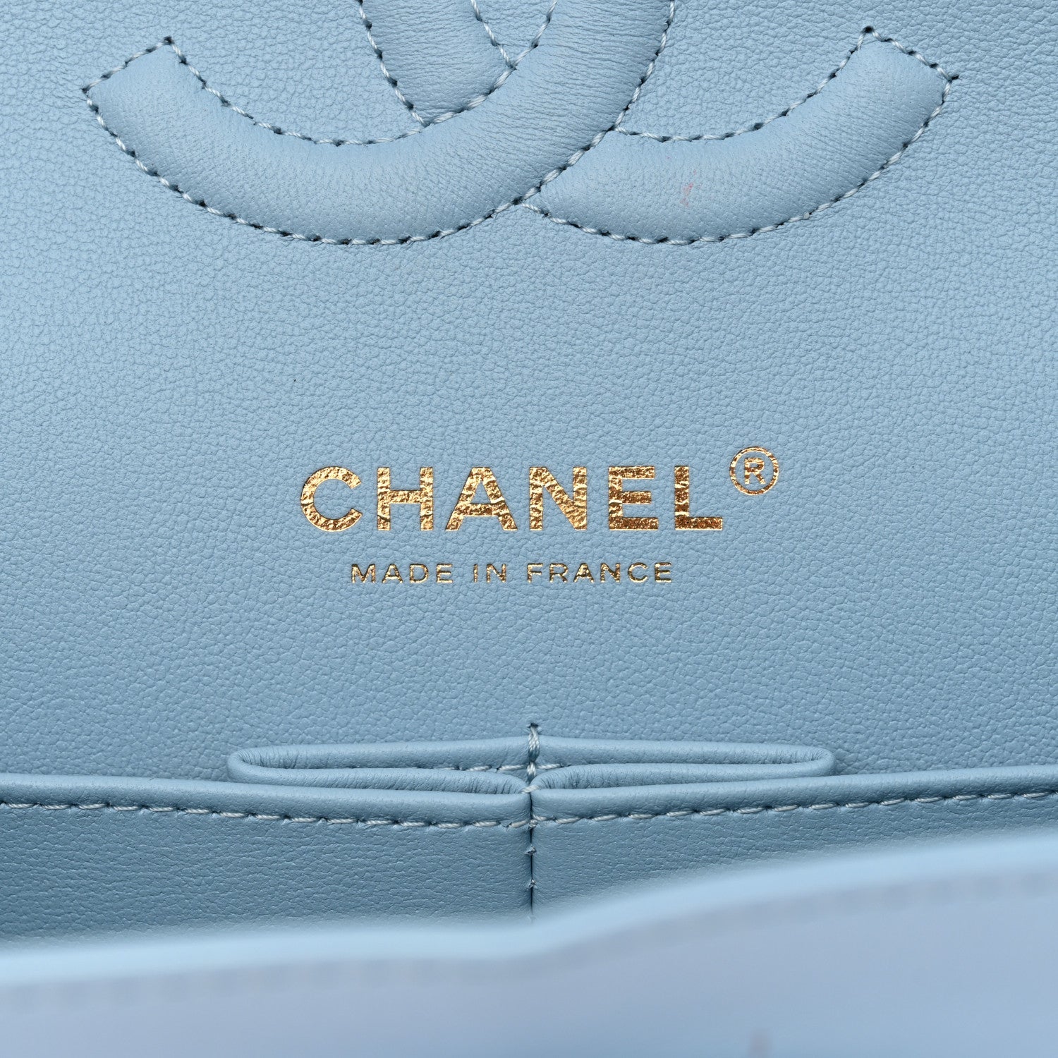 Chanel Iridescent Lambskin Quilted Medium Double Flap Light Blue 6 of 14