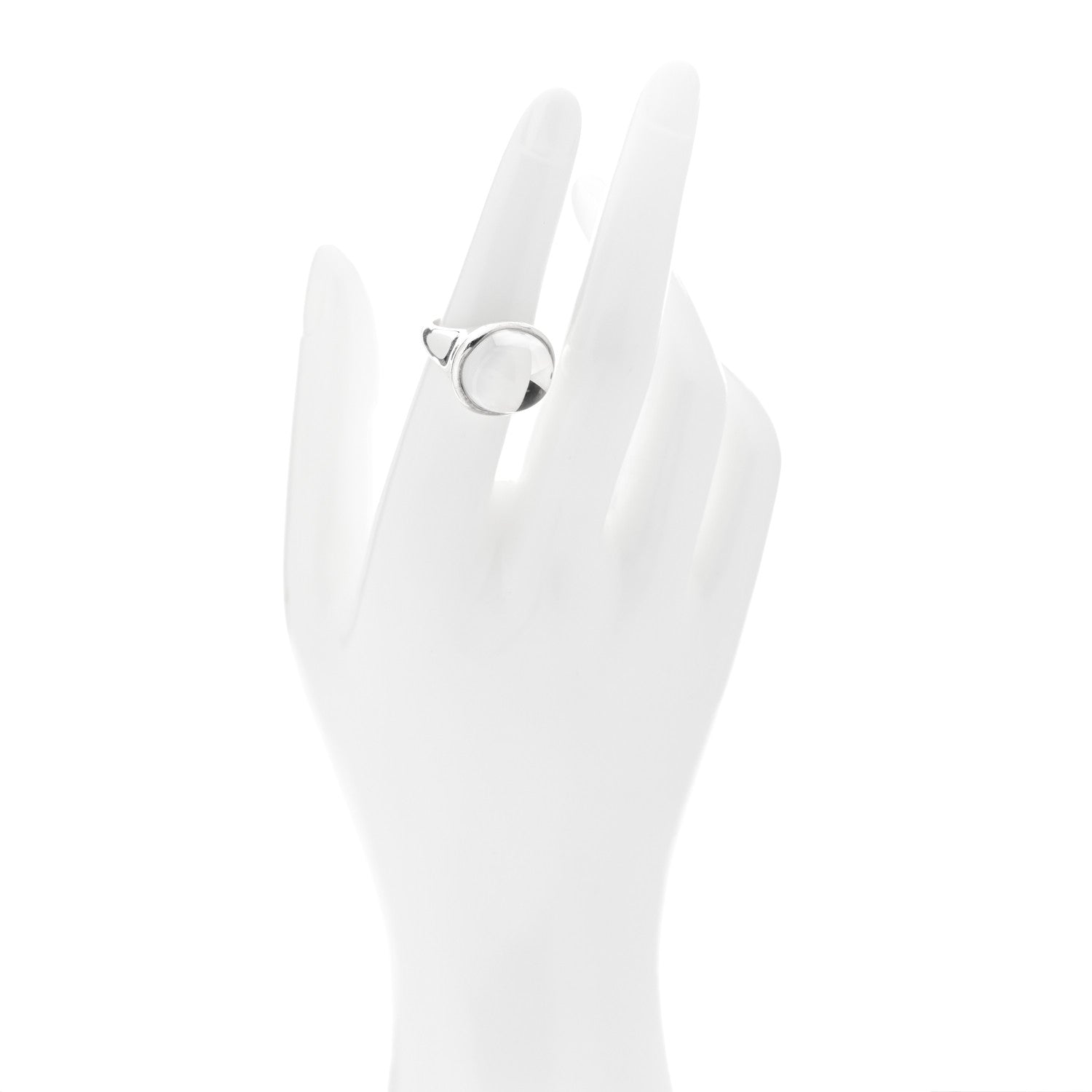 Tiffany Sterling Silver Crystal Elsa Peretti Cabochon Ring 52 6 2 of 6