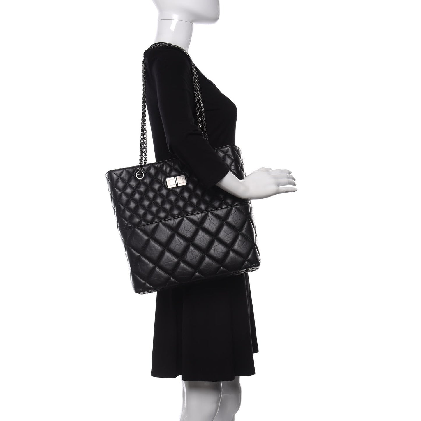 Aged Calfskin Quilted Reissue 2.55 Tote Black