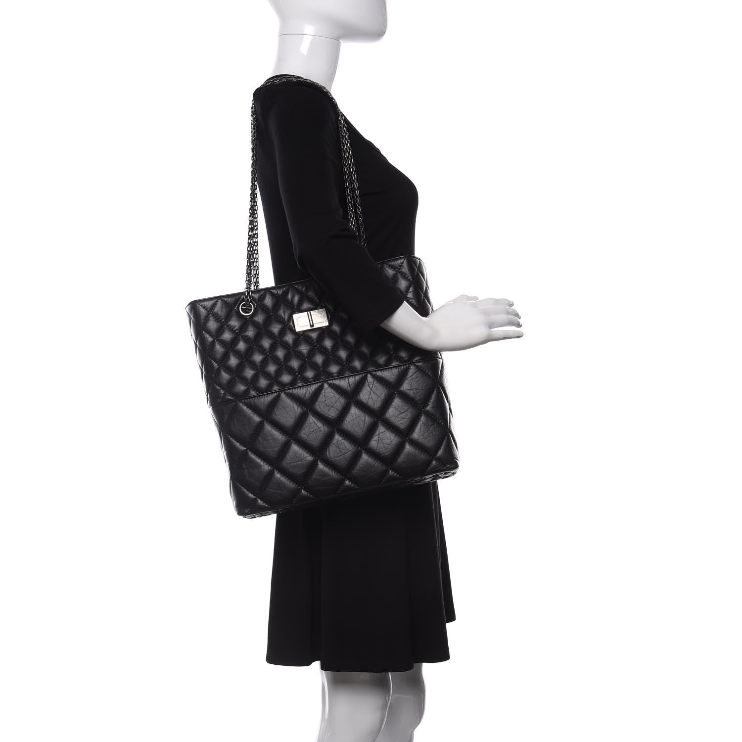 Chanel Aged Calfskin Quilted Reissue 2.55 Tote Black 2 of 9