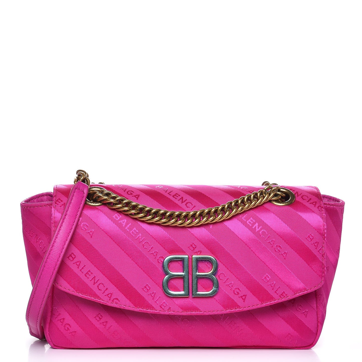 Nylon Jacquard Diagonal Logo S BB Round Shoulder Bag Rose Magenta