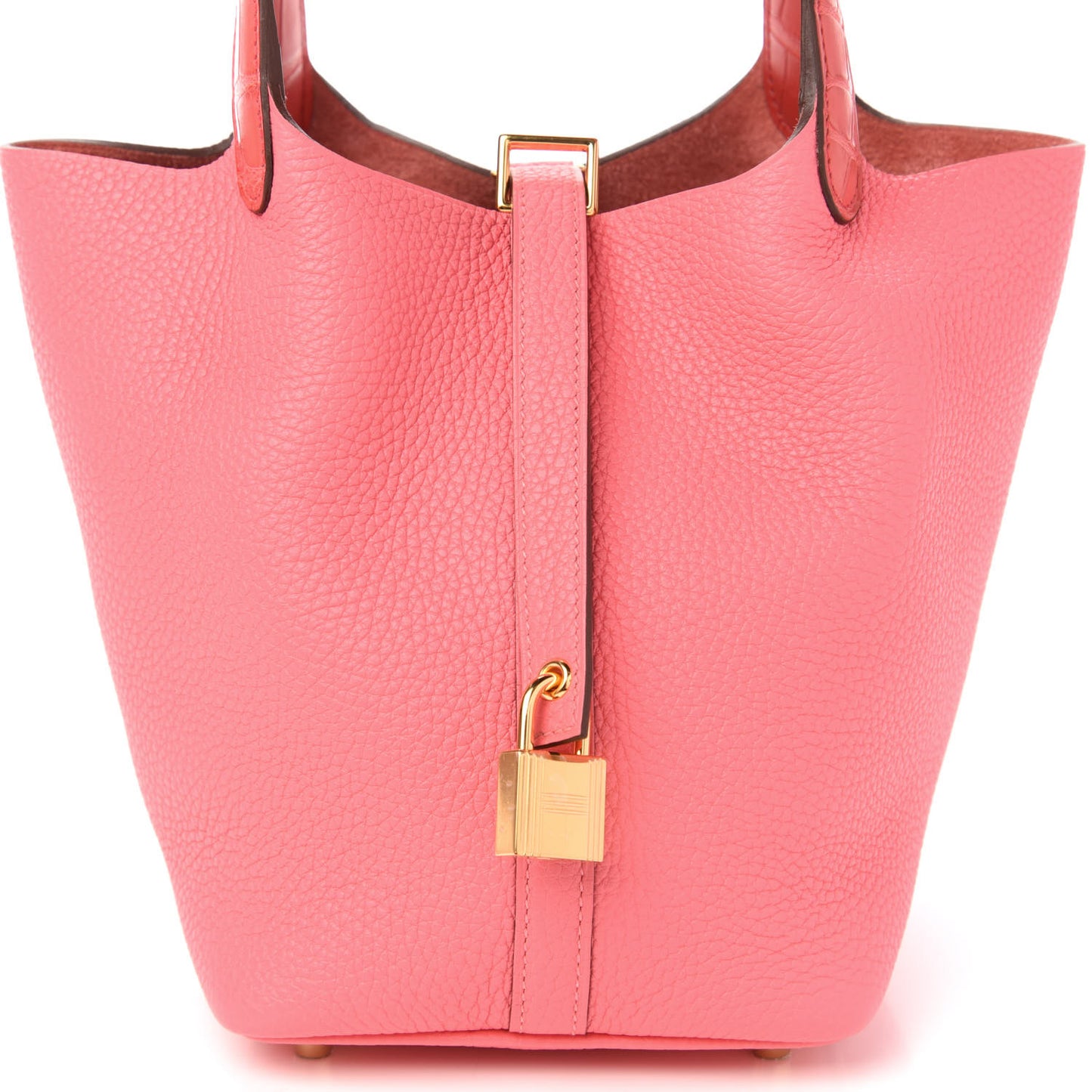 Taurillon Clemence Matte Alligator Picotin Lock Touch 18 PM Rose Azalee