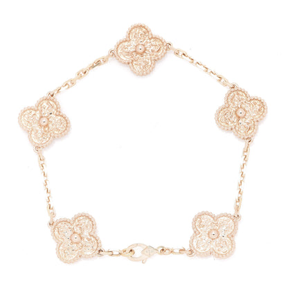 Van Cleef & Arpels 18K Rose Gold 5 Motifs Vintage Alhambra Bracelet 3 of 6