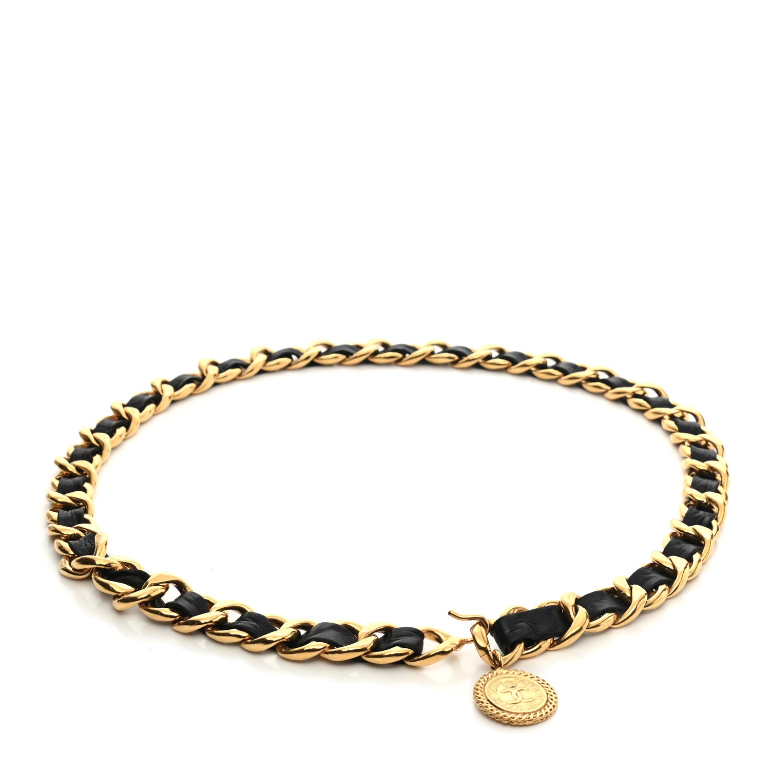 Chanel Lambskin Chain CC Medallion Belt Black Gold 1 of 4