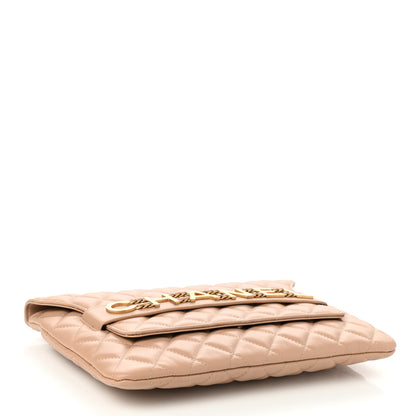 Chanel Calfskin Quilted Front Logo Enchained Clutch Beige 4 of 8