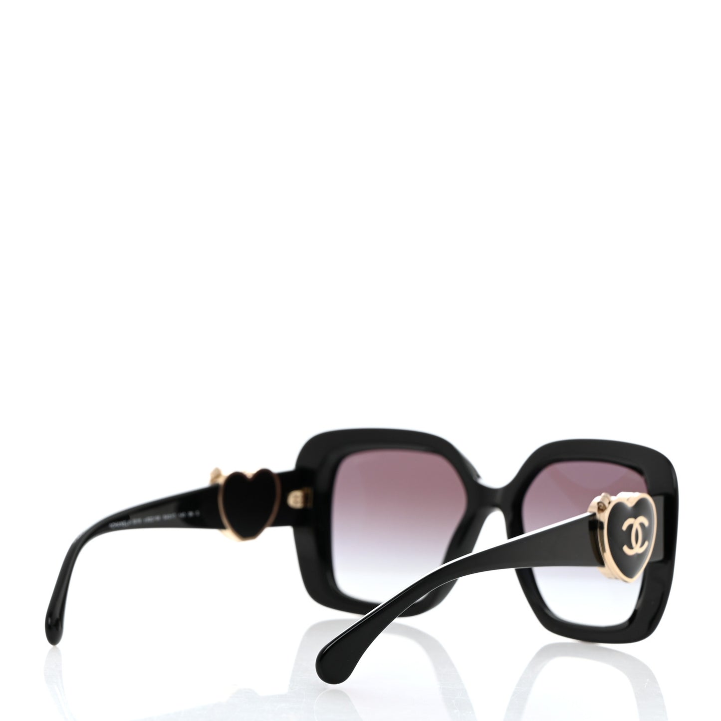 Acetate Enamel Heart Square Sunglasses 5518 Black