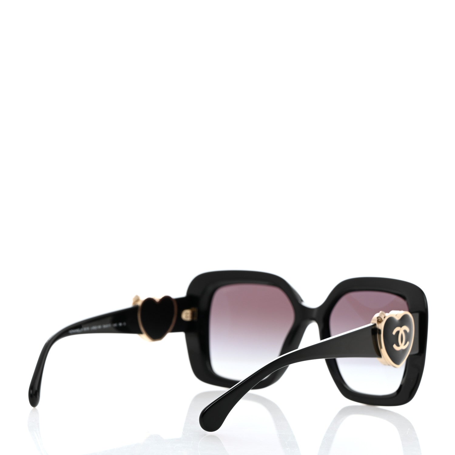 Chanel Acetate Enamel Heart Square Sunglasses 5518 Black 5 of 9