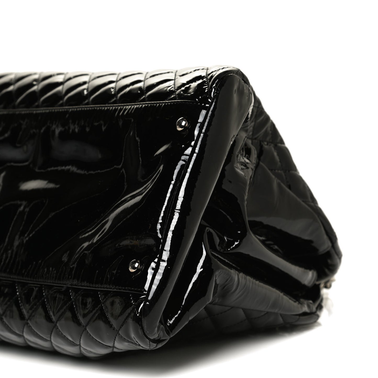 Patent Quilted Maxi Just Mademoiselle Bowling Bag Black