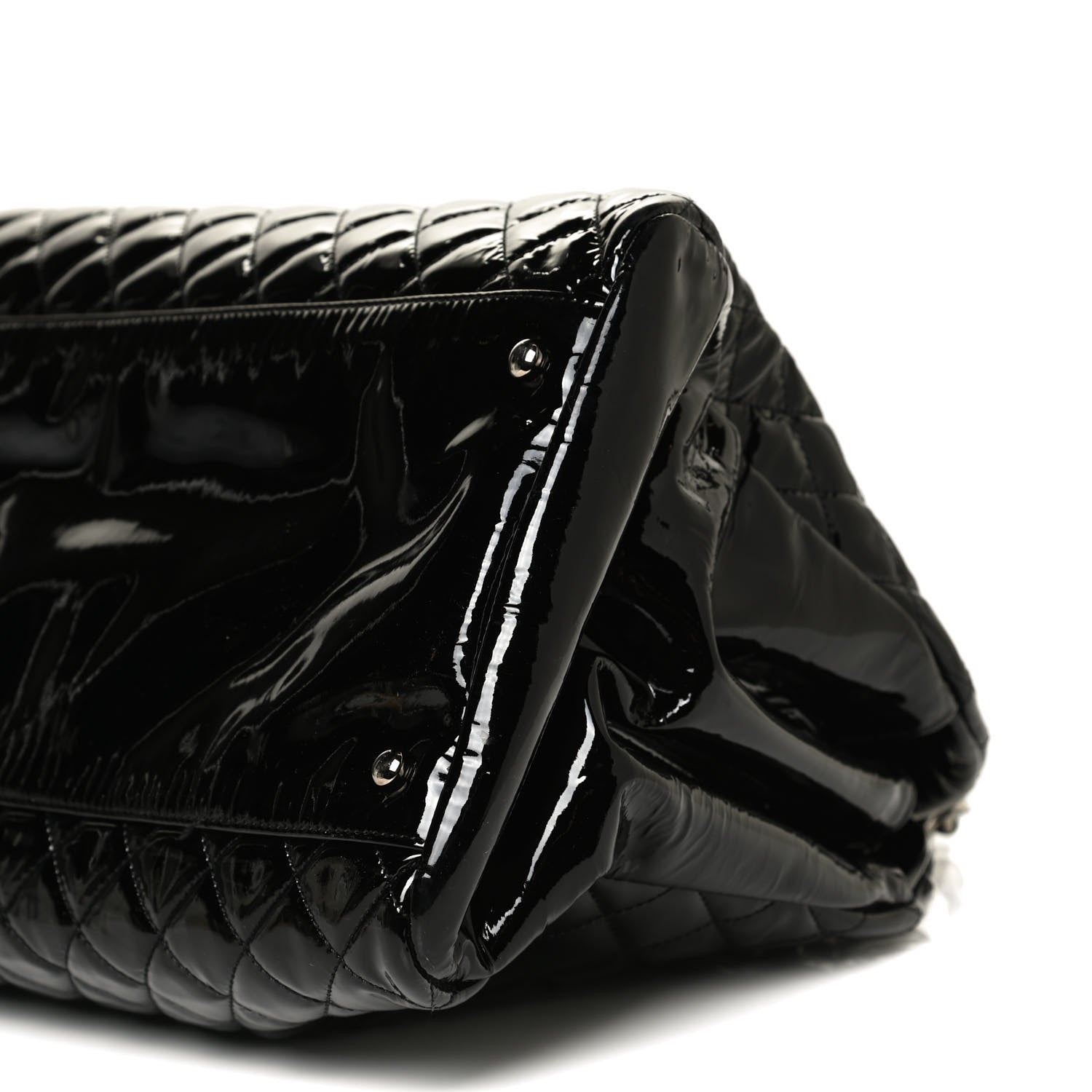Chanel Patent Quilted Maxi Just Mademoiselle Bowling Bag Black 10 of 11