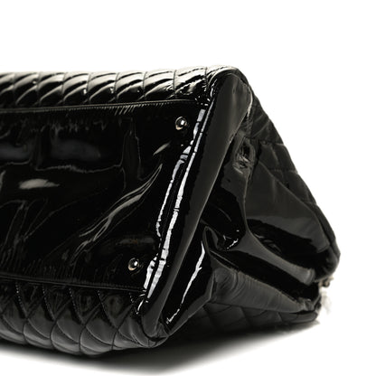Chanel Patent Quilted Maxi Just Mademoiselle Bowling Bag Black 10 of 11