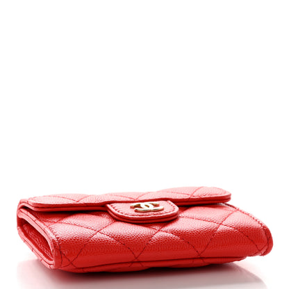 Chanel Caviar Quilted Compact Flap Wallet Red 4 of 12