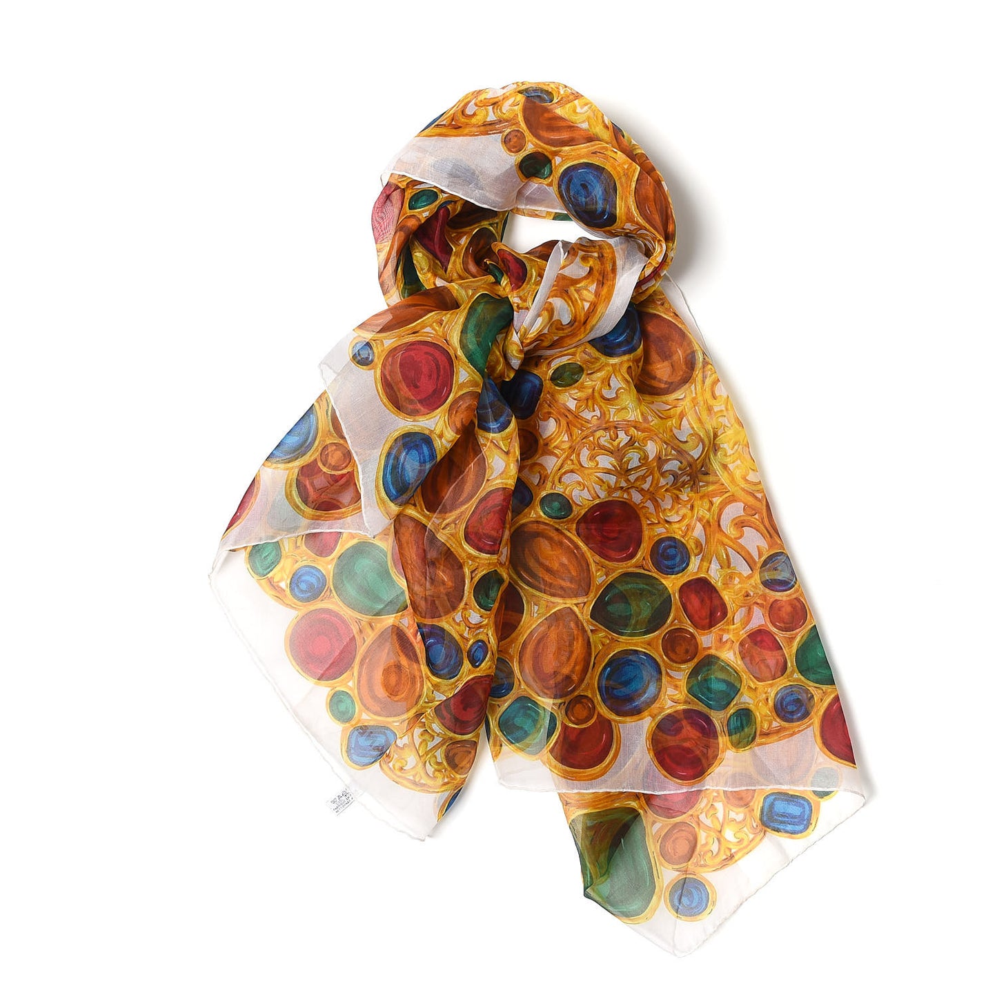 Silk Jewels Printed Scarf Multicolor