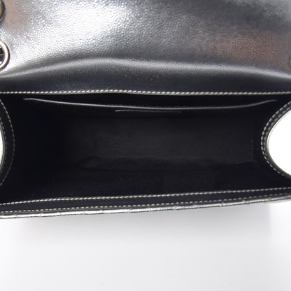 Saint Laurent Metallic Grain De Poudre Textured Mixed Matelasse Triquilt Medium Monogram Satchel Silver 6 of 8