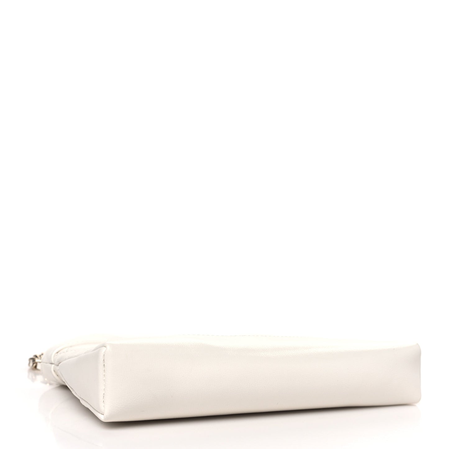 Shiny Crumpled Calfskin Quilted Nano 31 Shopping Bag White