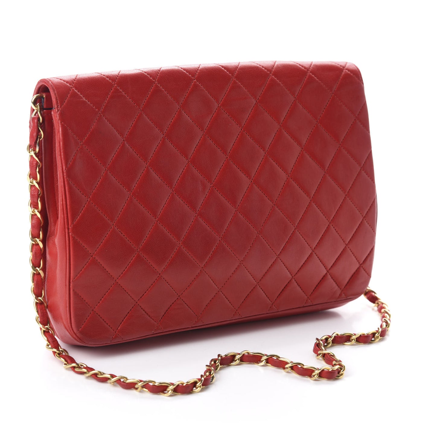 Lambskin Quilted Medium Single Flap Red