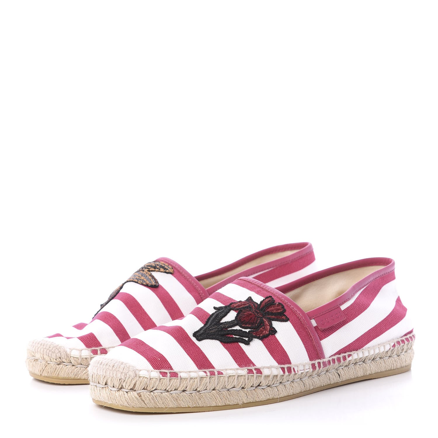 Gucci Canvas Striped Mens Alejandro Espadrilles 10.5 White Peonia Flower 3 of 9