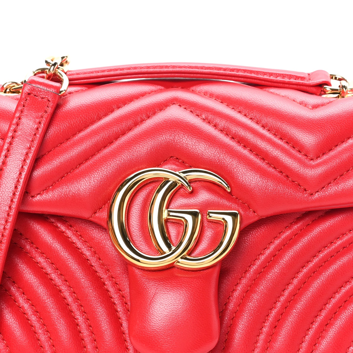 Gucci Lambskin Matelasse Small GG Marmont Shoulder Bag Bright Red 8 of 11