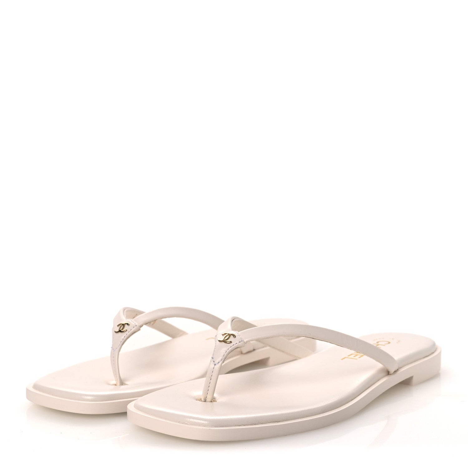 Chanel Goatskin CC Times Square Thong Sandals 38.5 Beige 4 of 11