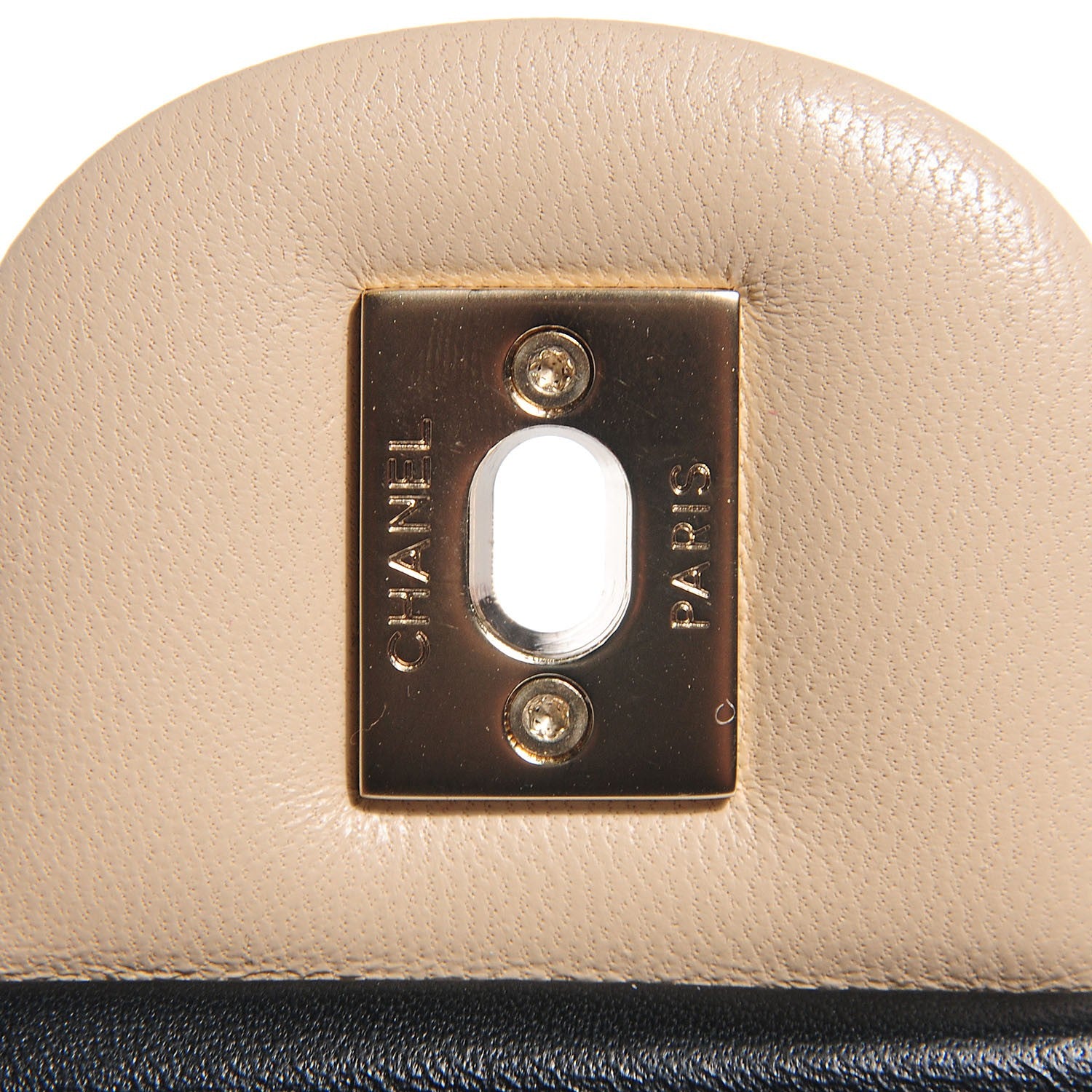 Chanel Lambskin Quilted Medium Graphic Flap Beige Black 5 of 9