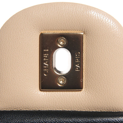 Chanel Lambskin Quilted Medium Graphic Flap Beige Black 5 of 9