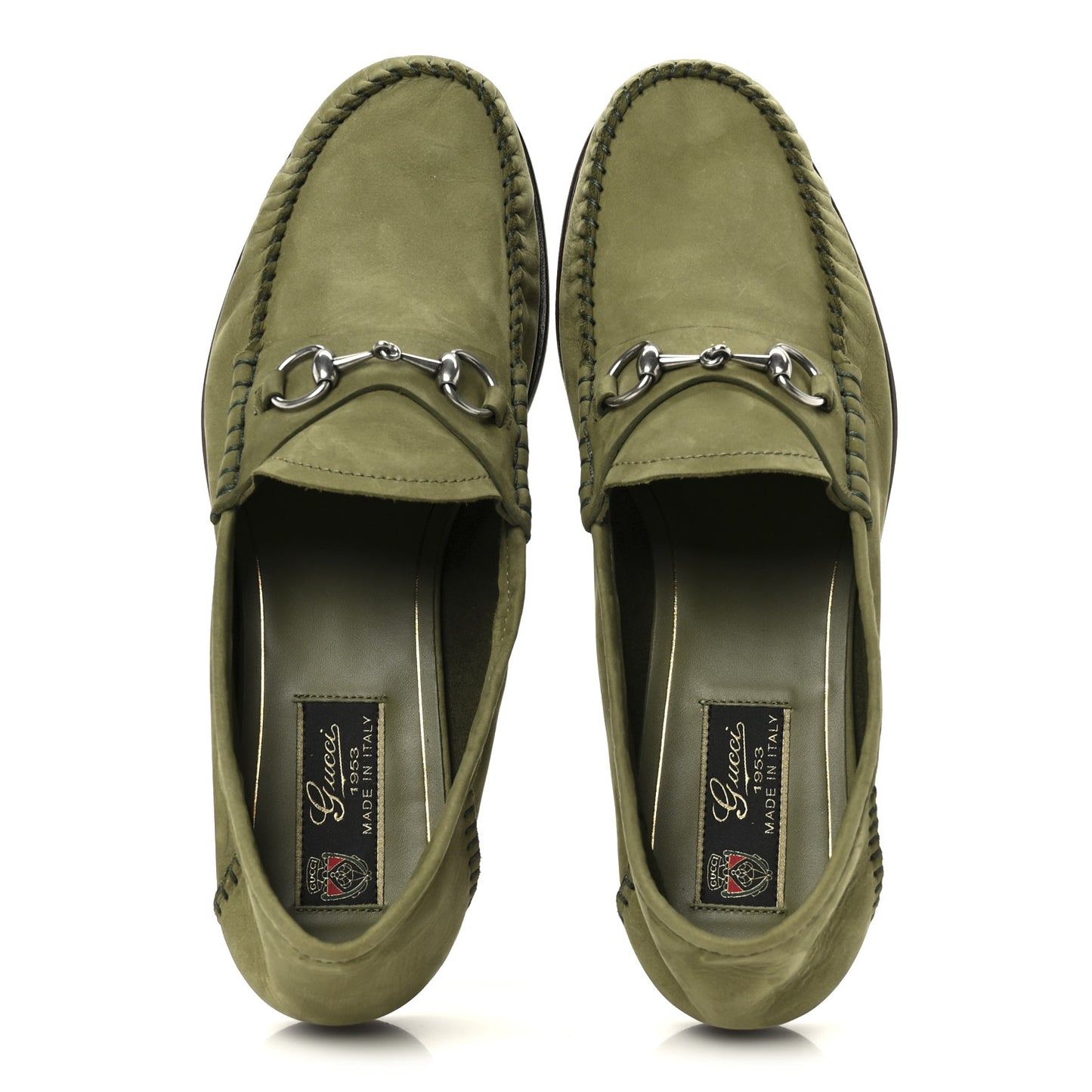 Nubuck Womens Horsebit Loafers 38.5 Herbs Light Green