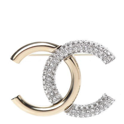 Chanel Crystal CC Brooch Light Gold 1 of 5