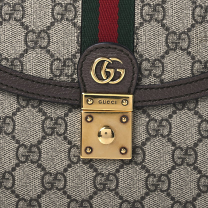 Gucci GG Supreme Monogram Textured Dollar Calfskin Web Small Ophidia Padlock Top Handle Bag Beige Ebony New Acero 8 of 13